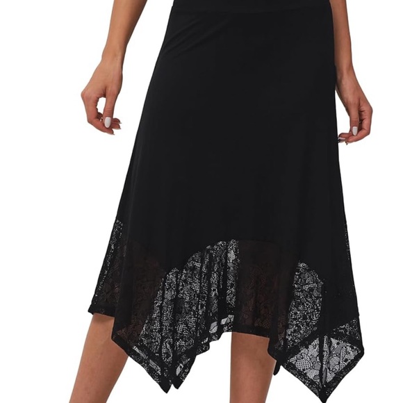DJT Women's Black Flowy Handkerchief Hemline Midi Skirt, Lace, Size Large, NWT - Picture 5 of 12